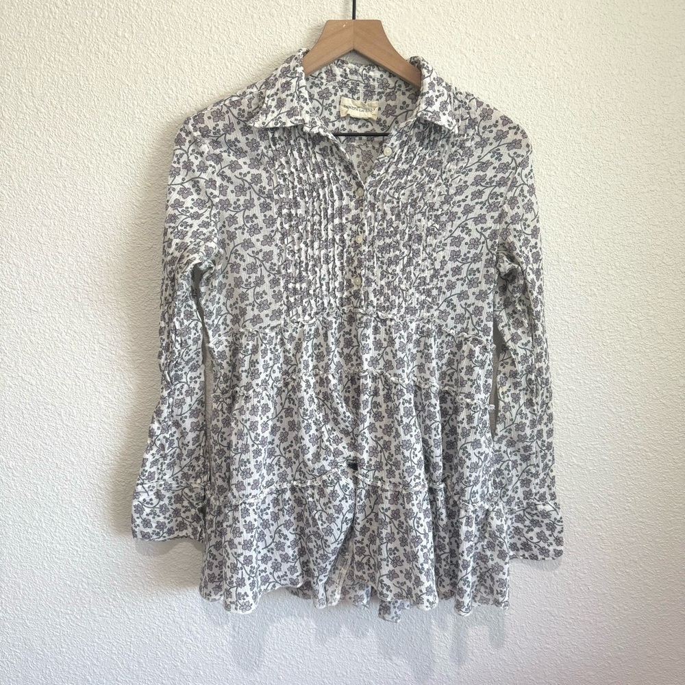 Denim & Supply Ralph Lauren Floral Blouse - Gray and White